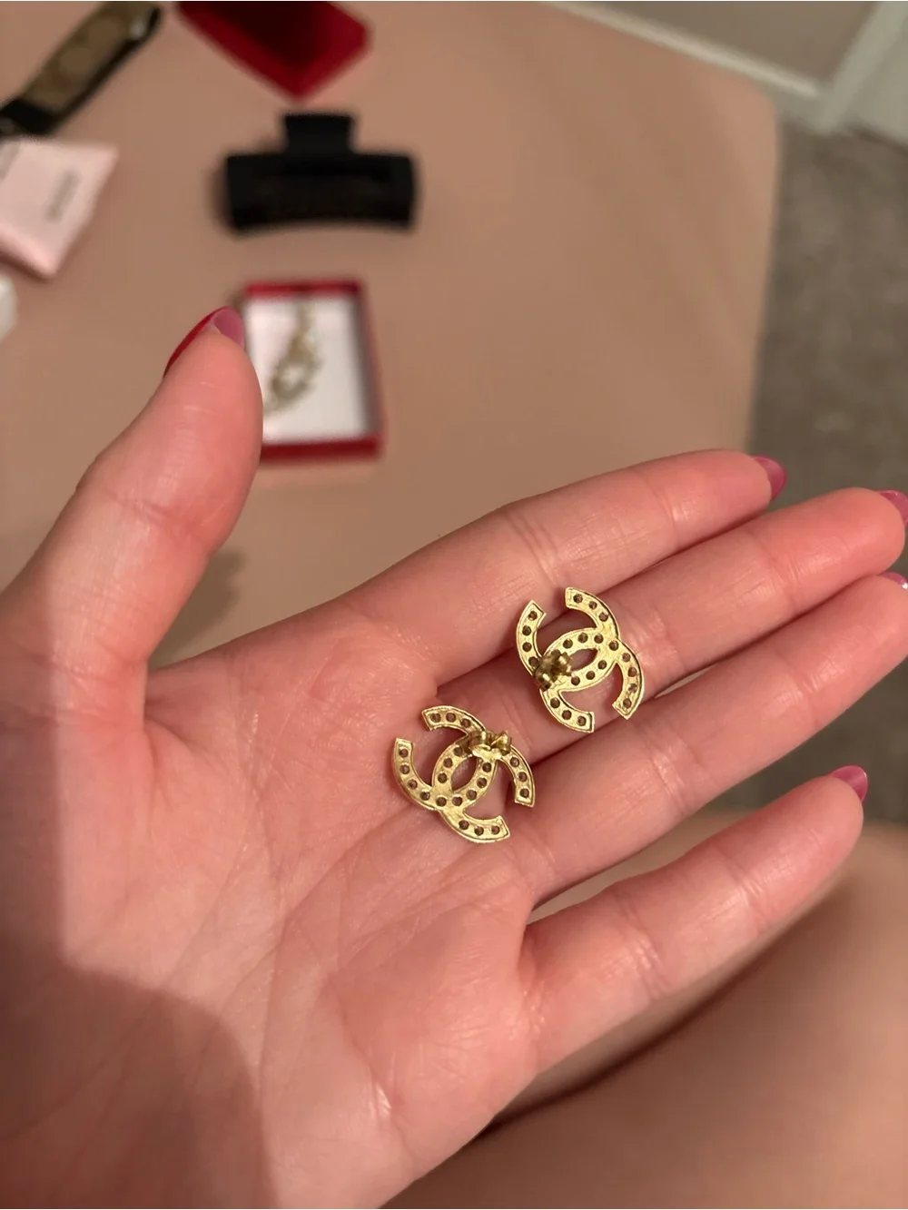 CHANEL Gold-Tone Crystal Bracelet and Earrings Set (  hot deal  )